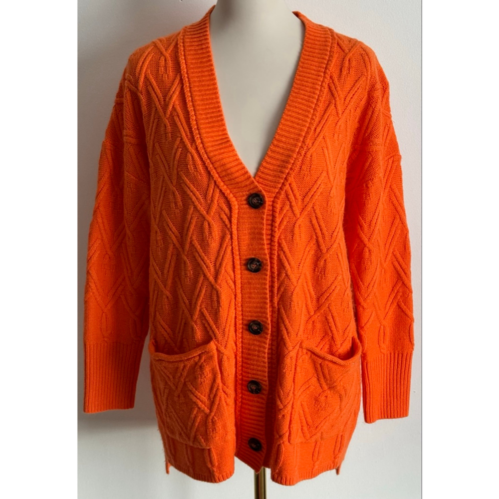 Women's KIRUNDO Orange Cable Knit Cardigan M